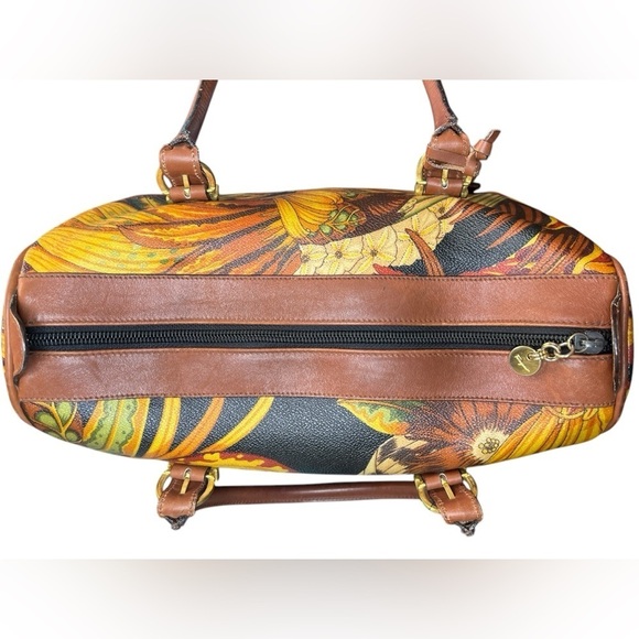 SALVATORE FERRAGAMO Seri Tropical Print Leather Boston Bag Limited - Picture 5 of 12